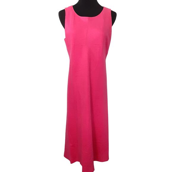 Vintage 90s Linen Shift Dress Sleeveless Maxi Length Pink Resort Beach Lagenlook - Picture 1 of 6